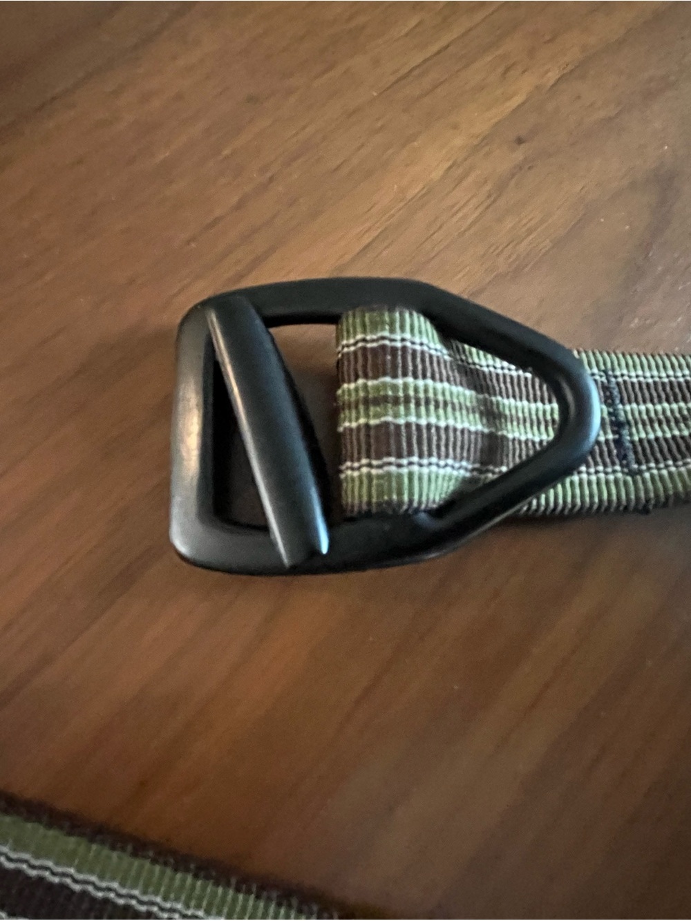 Bison Designs Striped Olive and Brown Web Belt with Black Buckle - Size M - Picture 2 of 6
